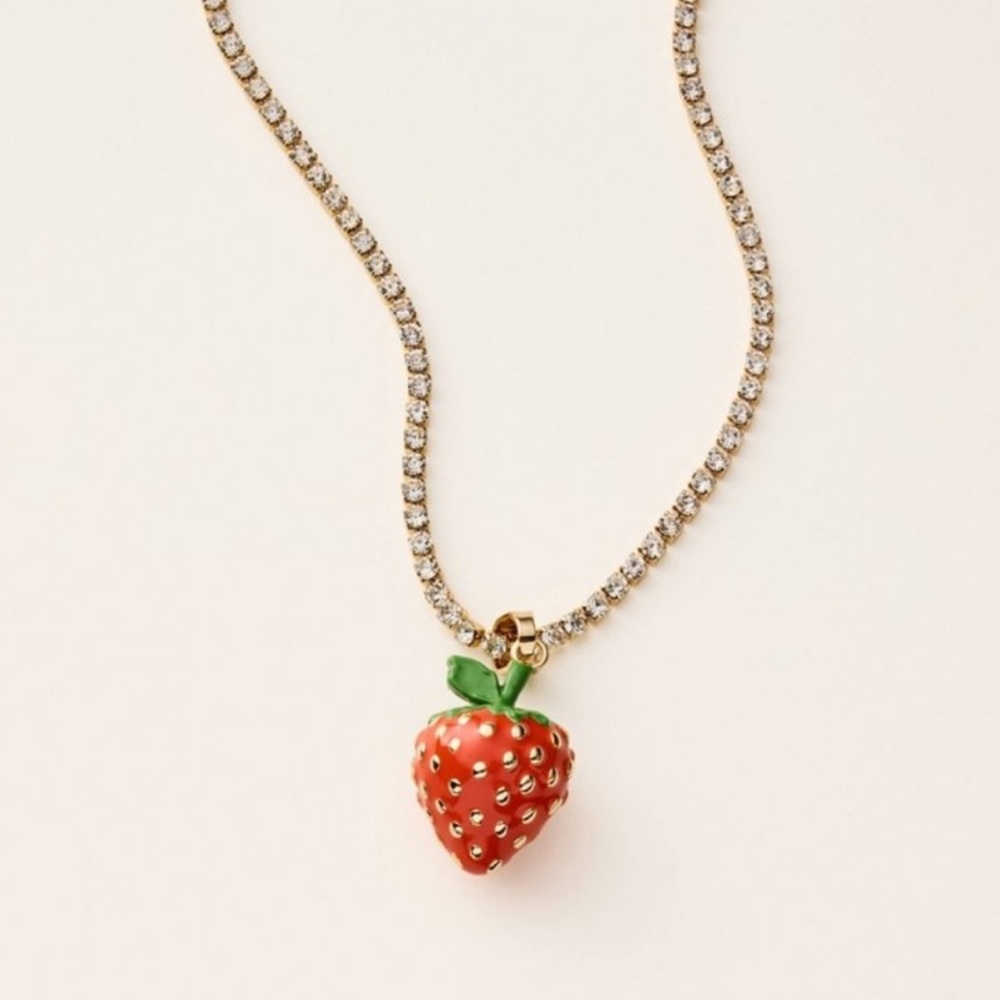 Kate Spade Target Strawberry Pendant Necklace with Gold Chain